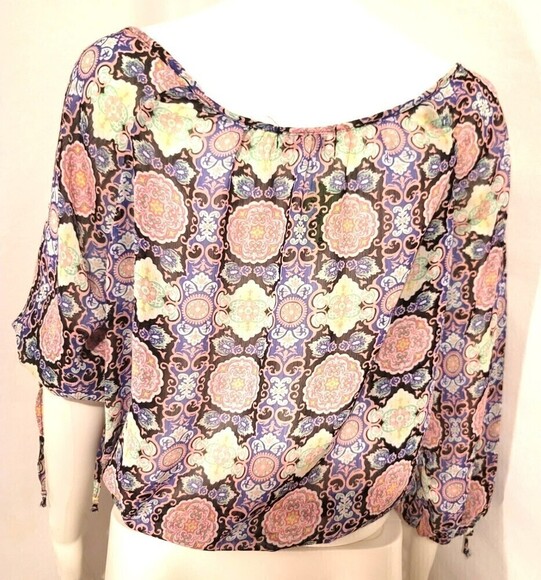 Olsenboye Boho Peasant Sheer Crop Top - Size  M - Picture 4 of 9